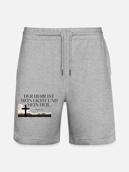Glaube Licht Heil Psalm 27:1 - Stanley/Stella Unisex Bio Joggingshorts Trainer - Grau meliert
