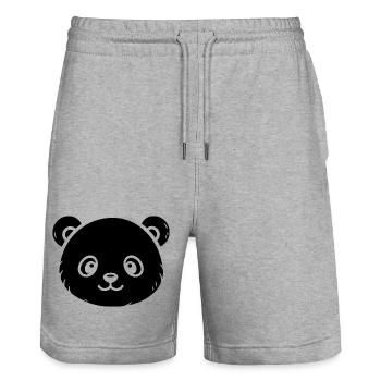 Süßer Panda Skizze – flauschiges Tiermotiv - Stanley/Stella Unisex Bio Joggingshorts Trainer  - Grau meliert - Vorne - Nik (191cm) & Marisol (170cm)