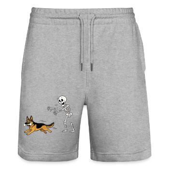 Halloween, Schäferhund, Skelett - Stanley/Stella Unisex Bio Joggingshorts Trainer  - Grau meliert - Vorne - Nik (191cm) & Marisol (170cm)