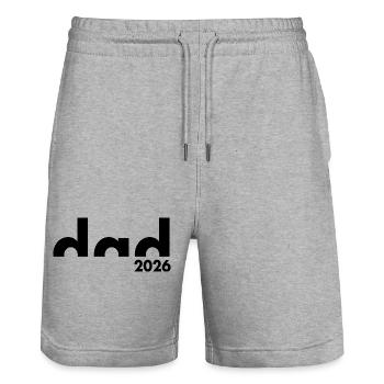 Dad 2026 | Vater | Vatertag - Stanley/Stella Unisex Bio Joggingshorts Trainer  - Grau meliert - Vorne - Nik (191cm) & Marisol (170cm)