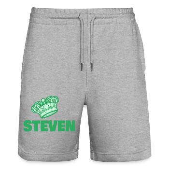Geschenk für Steven - Stanley/Stella Unisex Bio Joggingshorts Trainer  - Grau meliert - Vorne - Nik (191cm) & Marisol (170cm)