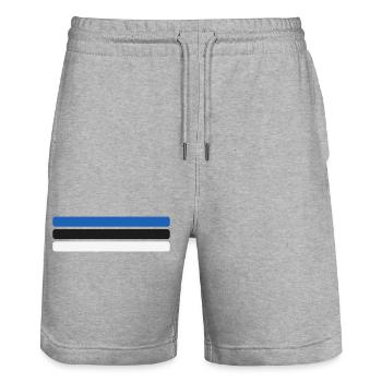 Estland Flagge Minimal - Fahne Fan Streifen Design - Stanley/Stella Unisex Bio Joggingshorts Trainer  - Grau meliert - Vorne - Nik (191cm) & Marisol (170cm)