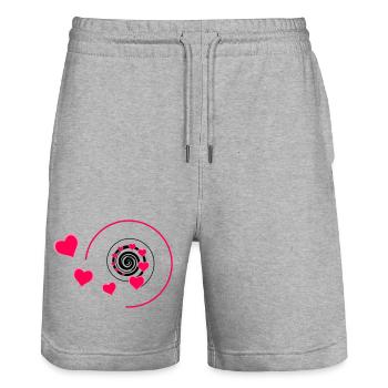 Love - Stanley/Stella Unisex Bio Joggingshorts Trainer  - Grau meliert - Vorne - Nik (191cm) & Marisol (170cm)