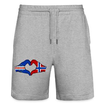 Kap Verde Norwegen Flagge Hände Herzform - Stanley/Stella Unisex Bio Joggingshorts Trainer  - Grau meliert - Vorne - Nik (191cm) & Marisol (170cm)