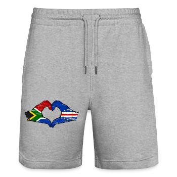 Drapeau du Cap-Vert Afrique du Sud, mains en forme de cœur utilisées - Short de jogging bio TRAINER Stanley/Stella unisexe - gris chiné - Devant - Nik (191cm) & Marisol (170cm)