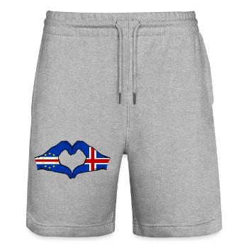 Cape Verde Island Flag Hands Heart Shape - Stanley/Stella Trainer Unisex Organic Jogging Shorts - heather grey - Front - Nik (191cm) & Marisol (170cm)