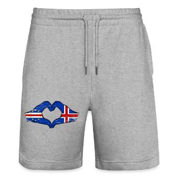 Kap Verde Island Flagge Hände Herzform used - Stanley/Stella Unisex Bio Joggingshorts Trainer  - Grau meliert - Vorne - Nik (191cm) & Marisol (170cm)
