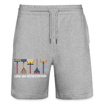 Rechenzentrum Gärtner Garten Gartenarbeit - Stanley/Stella Unisex Bio Joggingshorts Trainer  - Grau meliert - Vorne - Nik (191cm) & Marisol (170cm)