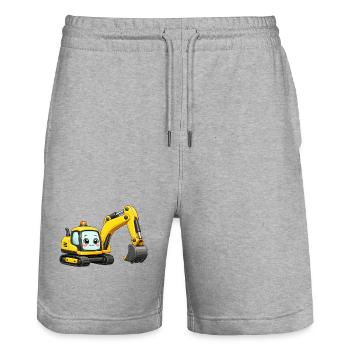 Gelber Bagger - Stanley/Stella Unisex Bio Joggingshorts Trainer  - Grau meliert - Vorne - Nik (191cm) & Marisol (170cm)
