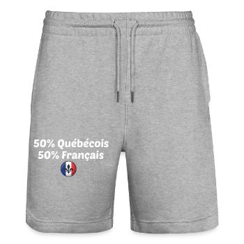 50% québecois et 50% français double nationalité - Short de jogging bio TRAINER Stanley/Stella unisexe - gris chiné - Devant - Nik (191cm) & Marisol (170cm)