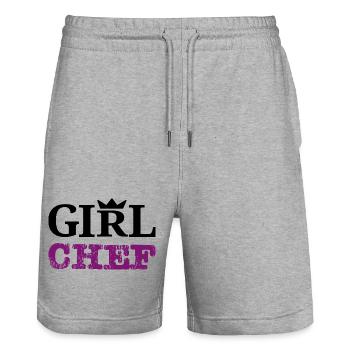 Girl Chef - Statement Design & Typografie - Stanley/Stella Unisex Bio Joggingshorts Trainer  - Grau meliert - Vorne - Nik (191cm) & Marisol (170cm)