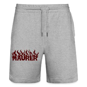 MAURER - Stanley/Stella Unisex Bio Joggingshorts Trainer  - Grau meliert - Vorne - Nik (191cm) & Marisol (170cm)