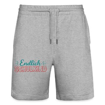 Endlich Schulkind Schulstart - Stanley/Stella Unisex Bio Joggingshorts Trainer  - Grau meliert - Vorne - Nik (191cm) & Marisol (170cm)