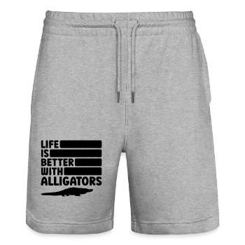 Alligator Silhouette Reptile Fan - Stanley/Stella Trainer Unisex Organic Jogging Shorts - heather grey - Front - Nik (191cm) & Marisol (170cm)