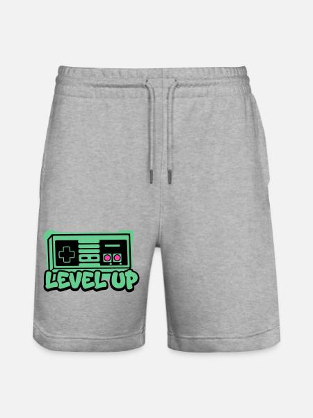 Level Up Controller Icon - Stanley/Stella Unisex Bio Joggingshorts Trainer  - Grau meliert