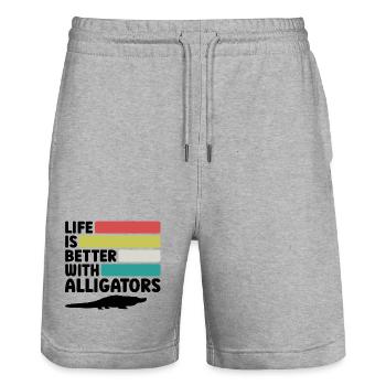 Alligator Retro Reptile Fan - Stanley/Stella Trainer Unisex Organic Jogging Shorts - heather grey - Front - Nik (191cm) & Marisol (170cm)