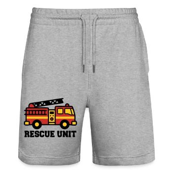 Feuerwehrauto Logo - Stanley/Stella Unisex Bio Joggingshorts Trainer  - Grau meliert - Vorne - Nik (191cm) & Marisol (170cm)