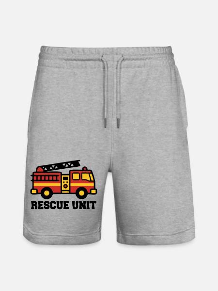 Fire Truck Logo - Stanley/Stella Trainer Unisex Organic Jogging Shorts - heather grey
