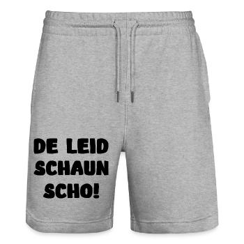 De Leid schaun scho Bayern Dialekt Spruch - Stanley/Stella Unisex Bio Joggingshorts Trainer  - Grau meliert - Vorne - Nik (191cm) & Marisol (170cm)