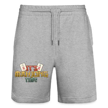 It's Mahjong Time Mahjong Game Social Club - Stanley/Stella Trainer Unisex Organic Jogging Shorts - heather grey - Front - Nik (191cm) & Marisol (170cm)