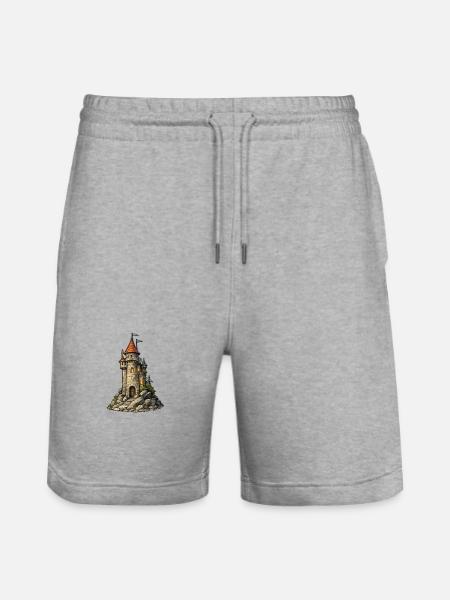 Castle tower on the rock - Stanley/Stella Trainer Unisex Organic Jogging Shorts - heather grey