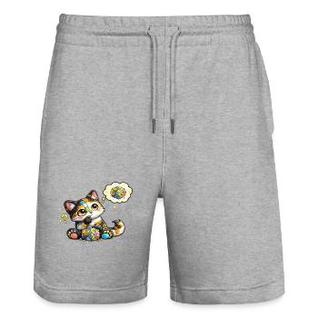 Katzenmosaik Traumkatzchen - Stanley/Stella Unisex Bio Joggingshorts Trainer  - Grau meliert - Vorne - Nik (191cm) & Marisol (170cm)