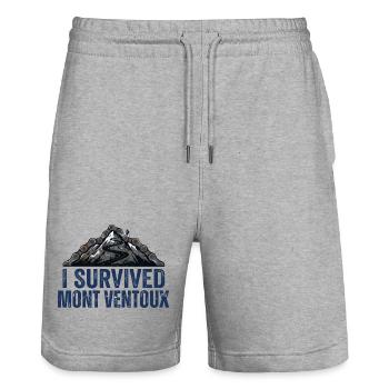 Ich habe Mont Ventoux Radkunst überlebt - Stanley/Stella Unisex Bio Joggingshorts Trainer  - Grau meliert - Vorne - Nik (191cm) & Marisol (170cm)