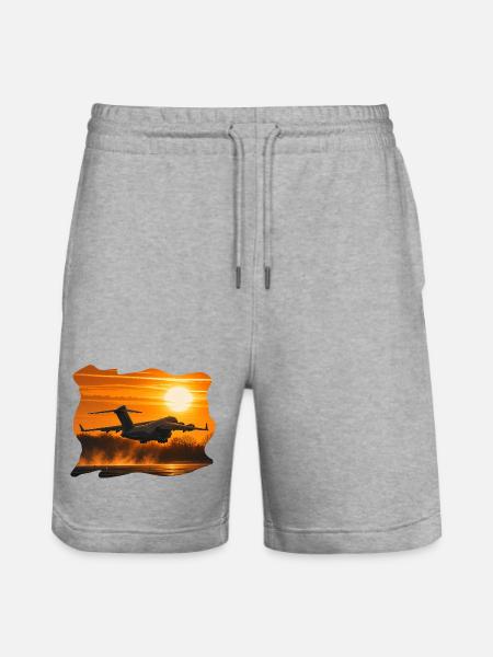 C-17 Globemaster Sunset - Stanley/Stella Trainer Unisex Organic Jogging Shorts - heather grey