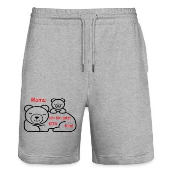 Kita Kind - Stanley/Stella Unisex Bio Joggingshorts Trainer  - Grau meliert - Vorne - Nik (191cm) & Marisol (170cm)