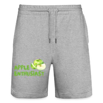 Apfel Enthusiast – Grüner Stil - Stanley/Stella Unisex Bio Joggingshorts Trainer  - Grau meliert - Vorne - Nik (191cm) & Marisol (170cm)