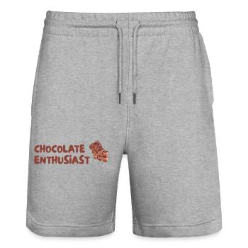 Schokoladen Enthusiast - Stanley/Stella Unisex Bio Joggingshorts Trainer  - Grau meliert - Vorne - Nik (191cm) & Marisol (170cm)