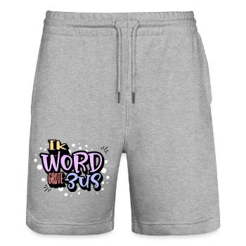 "Ich werde eine große Schwester" Schwangerschaftsankündigung - Stanley/Stella Unisex Bio Joggingshorts Trainer  - Grau meliert - Vorne - Nik (191cm) & Marisol (170cm)