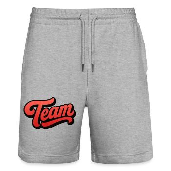Team - Stanley/Stella Unisex Bio Joggingshorts Trainer  - Grau meliert - Vorne - Nik (191cm) & Marisol (170cm)