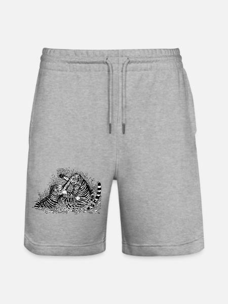 Fighting tigers - Stanley/Stella Trainer Unisex Organic Jogging Shorts - heather grey