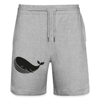Wal Silhouette minimalistisches Meeresmotiv - Stanley/Stella Unisex Bio Joggingshorts Trainer  - Grau meliert - Vorne - Nik (191cm) & Marisol (170cm)