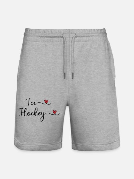 Eishockey Schriftzug mit Herz - Stanley/Stella Trainer Unisex Organic Jogging Shorts - heather grey