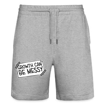 Growth Can Be Messy Personal Growth Quote Logo - Stanley/Stella Trainer Unisex Organic Jogging Shorts - heather grey - Front - Nik (191cm) & Marisol (170cm)