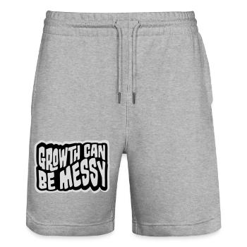 Growth Can Be Messy Persönlich Wachstum Zitat Logo - Stanley/Stella Unisex Bio Joggingshorts Trainer  - Grau meliert - Vorne - Nik (191cm) & Marisol (170cm)