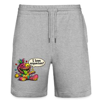 I love acupuncture! - Stanley/Stella Unisex Bio Joggingshorts Trainer  - Grau meliert - Vorne - Nik (191cm) & Marisol (170cm)