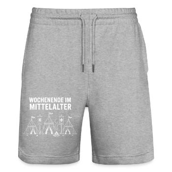 Wochenende Im Mittelalter – Mittelaltermarkt Vekto - Stanley/Stella Unisex Bio Joggingshorts Trainer  - Grau meliert - Vorne - Nik (191cm) & Marisol (170cm)