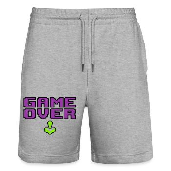 Game Over Pixel Logo - Stanley/Stella Unisex Bio Joggingshorts Trainer  - Grau meliert - Vorne - Nik (191cm) & Marisol (170cm)