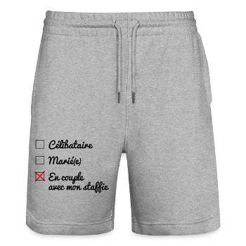 Statut matrimoniale - 047 - Short de jogging bio TRAINER Stanley/Stella unisexe - gris chiné - Devant - Nik (191cm) & Marisol (170cm)
