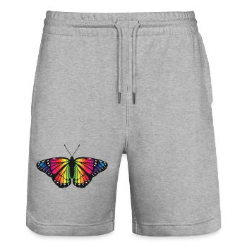 Bunte Schmetterlingsillustration Naturkunst-Ikone - Stanley/Stella Unisex Bio Joggingshorts Trainer  - Grau meliert - Vorne - Nik (191cm) & Marisol (170cm)