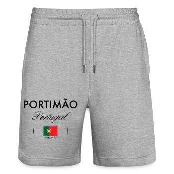 Portimao Portugal Koordinaten Reise Souvenir - Stanley/Stella Unisex Bio Joggingshorts Trainer  - Grau meliert - Vorne - Nik (191cm) & Marisol (170cm)