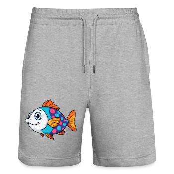 Bunter Tropischer Fisch - Stanley/Stella Unisex Bio Joggingshorts Trainer  - Grau meliert - Vorne - Nik (191cm) & Marisol (170cm)