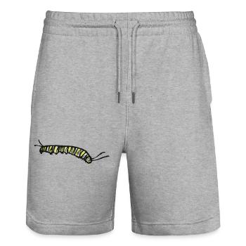 Gestreifte gelbe Raupe - Stanley/Stella Unisex Bio Joggingshorts Trainer  - Grau meliert - Vorne - Nik (191cm) & Marisol (170cm)