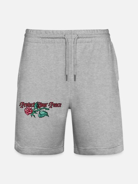 Protect Your Peace: Rose Floral - Stanley/Stella Trainer Unisex Organic Jogging Shorts - heather grey