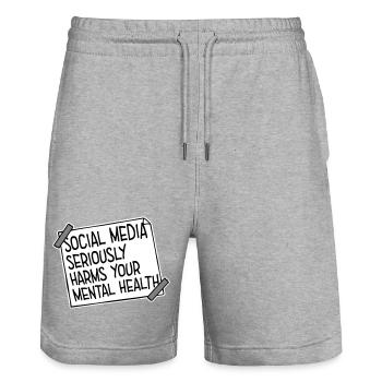 Les réseaux sociaux nuisent sérieusement à la santé mentale selon les affirmations - Short de jogging bio TRAINER Stanley/Stella unisexe - gris chiné - Devant - Nik (191cm) & Marisol (170cm)
