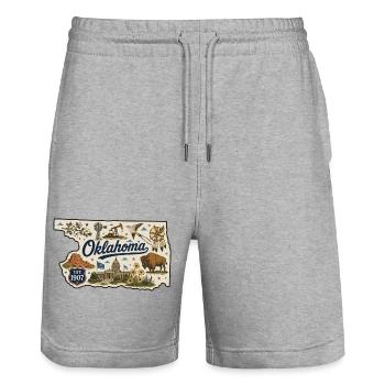 Oklahoma Sooner State Vintage Reiseaufkleber - Stanley/Stella Unisex Bio Joggingshorts Trainer  - Grau meliert - Vorne - Nik (191cm) & Marisol (170cm)