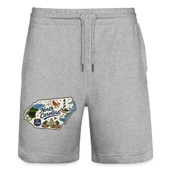 North Carolina Tar Heel State Vintage-Aufkleber - Stanley/Stella Unisex Bio Joggingshorts Trainer  - Grau meliert - Vorne - Nik (191cm) & Marisol (170cm)